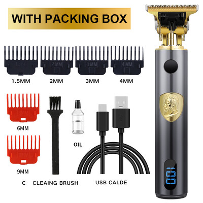 Mașină profesională de tuns T9 Trimmer electric fără fir Dispozitiv de tuns cu afișaj digital Aparat de tuns Barba Barbat Barber pentru barbati