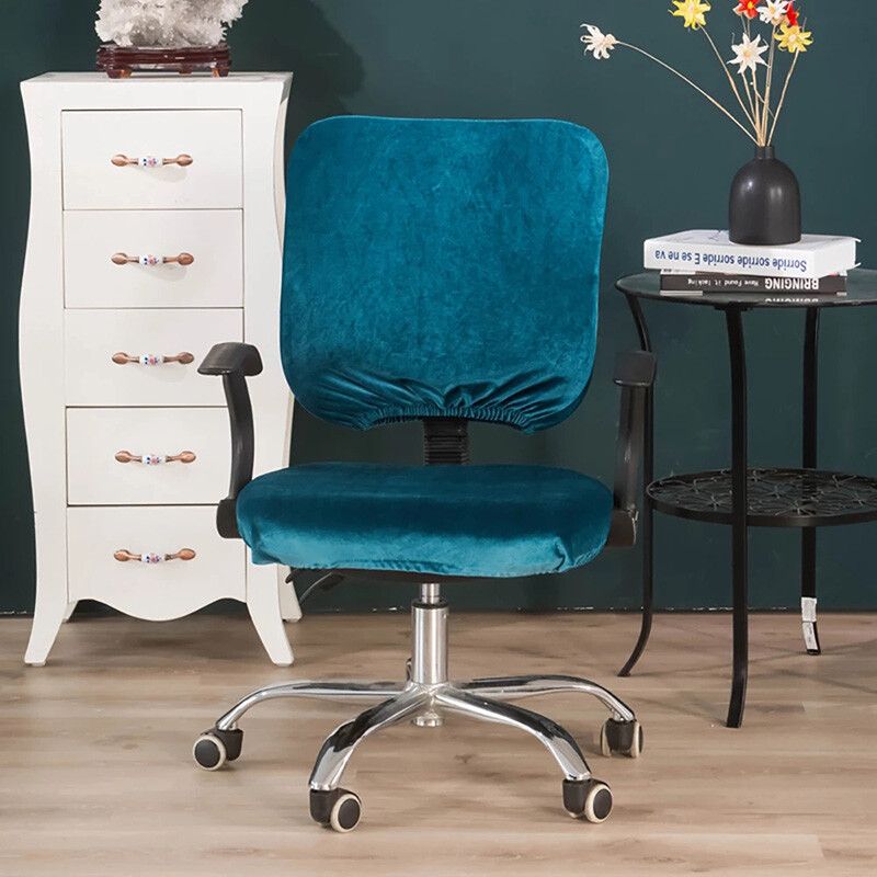 Husă pentru scaun de birou din catifea elastică Husă pentru scaun pivotantă pentru computer Husă elastică din spandex pentru casă Husă universală pentru spătar + husă pentru scaun