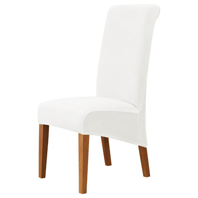 Калъфка за стол с висока облегалка XL размер Сребърна лисица Кадифена материя Разтегливи калъфи за столове за домашна трапезария Сватбен хотел Банкет Спандекс