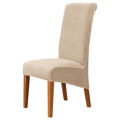 Калъфка за стол с висока облегалка XL размер Сребърна лисица Кадифена материя Разтегливи калъфи за столове за домашна трапезария Сватбен хотел Банкет Спандекс