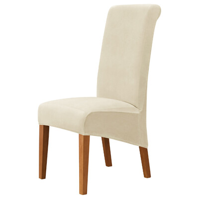 Калъфка за стол с висока облегалка XL размер Сребърна лисица Кадифена материя Разтегливи калъфи за столове за домашна трапезария Сватбен хотел Банкет Спандекс