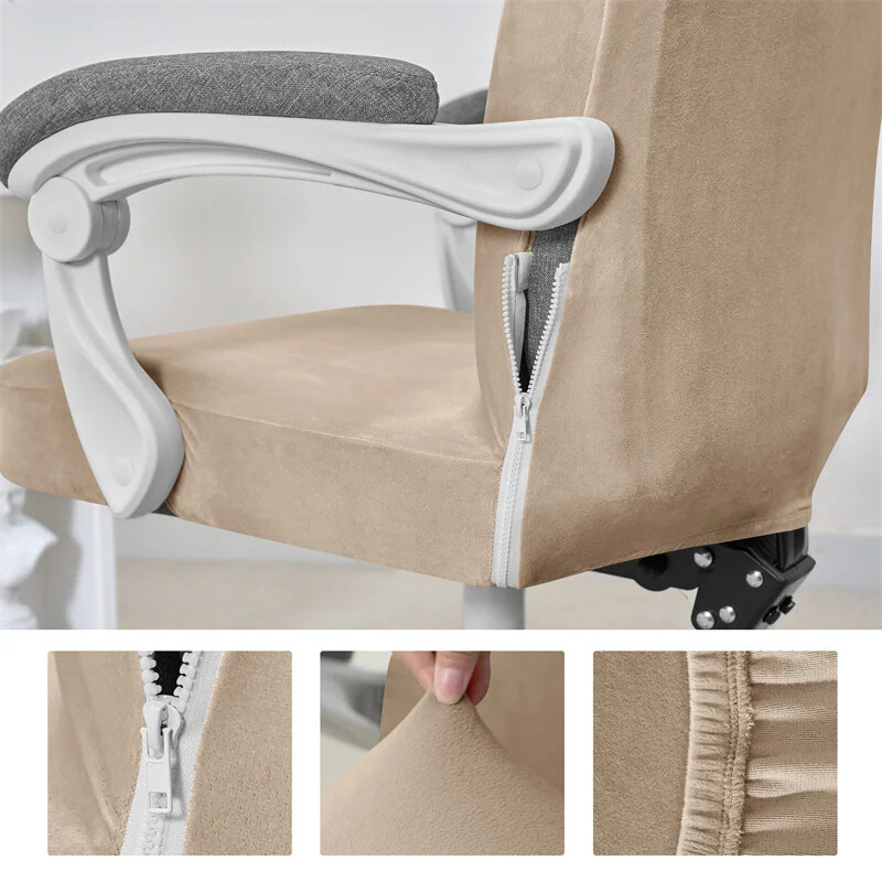 Huse pentru scaune de birou din catifea moale elastică Huse pentru fotolii de gaming detașabile Huse pentru scaune de computer rotative anti-murdare