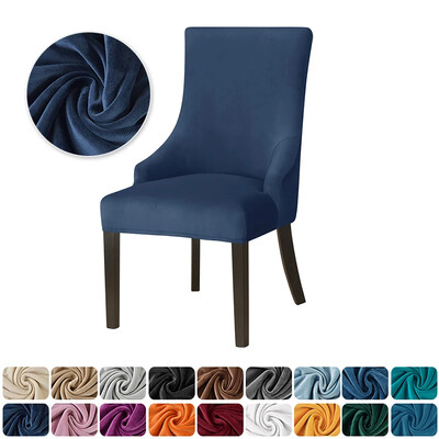Huse pentru scaune din catifea elastică cu spătar cu aripă Huse pentru scaune de sufragerie pentru sufragerie, cu spate înalt, cu brațe înclinate, pentru banchetul din sala de mese