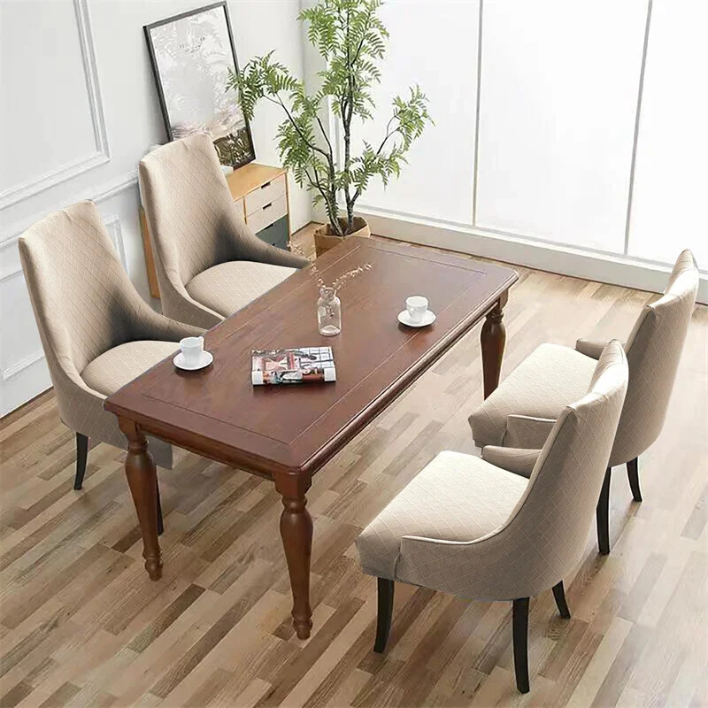 1 buc Husa pentru scaune de sufragerie, extensibilă, cu spatar înalt, scaune înclinate, huse pentru scaune elastice, lavabile pentru birou, petrecere, decor acasă