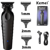 Kemei KM-2299 Mașină de tuns fără fir pentru bărbier, 0mm Zero Gap Carving Tuns Detailer Mașină electrică profesională de tăiat finisaj
