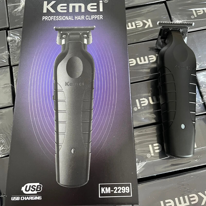 Kemei KM-2299 Mașină de tuns fără fir pentru bărbier, 0mm Zero Gap Carving Tuns Detailer Mașină electrică profesională de tăiat finisaj