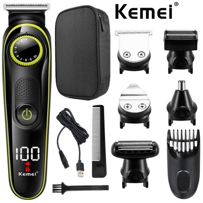 Aparat de tuns electric Kemei 696 Trimmer multifunctional pentru barbati Aparat de ras electric pentru barbati aparat de tuns ras 5 in 1 profesional