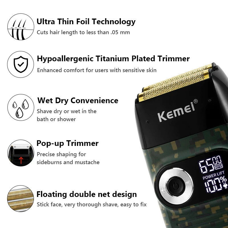Aparat de ras profesional pentru curățarea părului Razor Shaper Folie Aparatul de ras electric Mașină de bărbierit cu motor rotativ aparat de ras electric pentru bărbați
