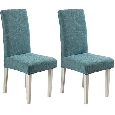 2 buc. Husă pentru scaun elastică Jacquard, rezistentă la apă, cu textura de frunze, Spandex, lavabilă, moale, detașabilă, pentru banchetul hotelului, masa de acasă