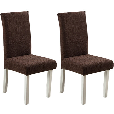 2 buc. Husă pentru scaun elastică Jacquard, rezistentă la apă, cu textura de frunze, Spandex, lavabilă, moale, detașabilă, pentru banchetul hotelului, masa de acasă