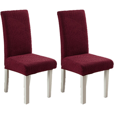 2 buc. Husă pentru scaun elastică Jacquard, rezistentă la apă, cu textura de frunze, Spandex, lavabilă, moale, detașabilă, pentru banchetul hotelului, masa de acasă