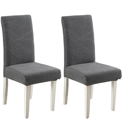 2 buc. Husă pentru scaun elastică Jacquard, rezistentă la apă, cu textura de frunze, Spandex, lavabilă, moale, detașabilă, pentru banchetul hotelului, masa de acasă