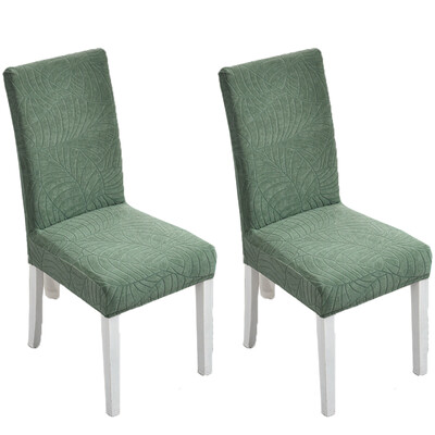 2 buc. Husă pentru scaun elastică Jacquard, rezistentă la apă, cu textura de frunze, Spandex, lavabilă, moale, detașabilă, pentru banchetul hotelului, masa de acasă