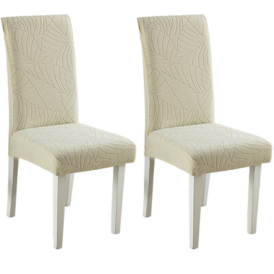 2 buc. Husă pentru scaun elastică Jacquard, rezistentă la apă, cu textura de frunze, Spandex, lavabilă, moale, detașabilă, pentru banchetul hotelului, masa de acasă