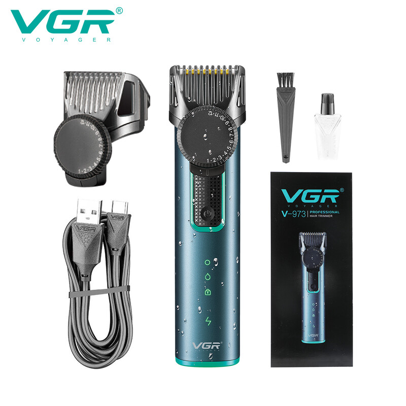 VGR Hair Trimmer Electric Hair Clipper Αδιάβροχο μηχάνημα κοπής Ρυθμιζόμενο μηχάνημα κούρεμα T-Blade Trimmer για άνδρες V-973