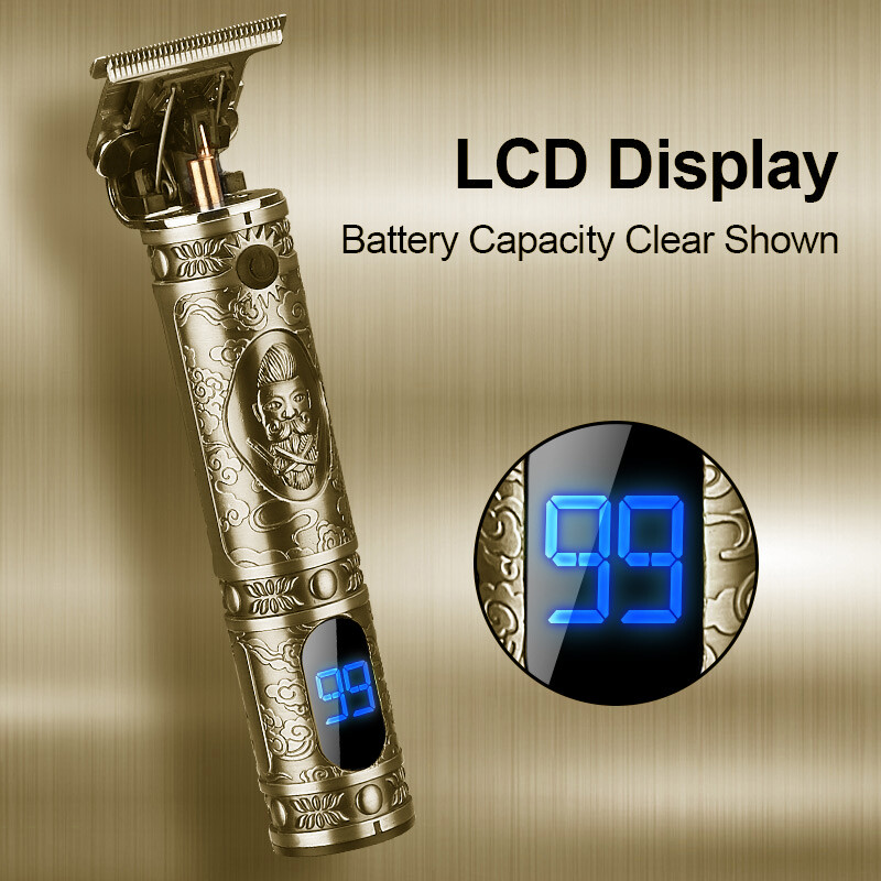 USB taaslaetav T9 kiilaspeaga juukselõikur LCD elektriline juukselõikur juhtmeta pardel trimmer 0 mm meeste juuksuri juukselõikusmasin