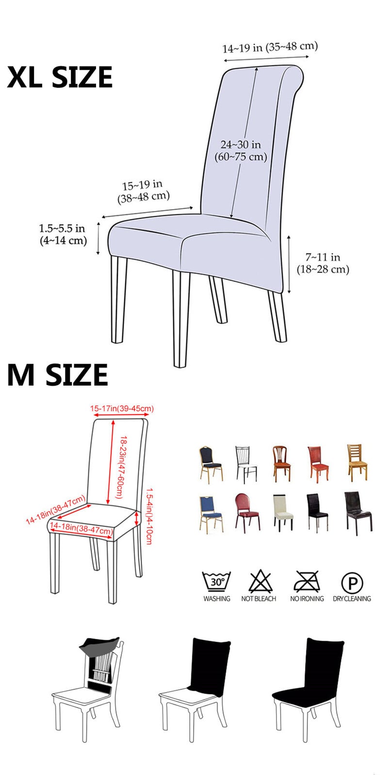 Huse pentru scaune cu spătar înalt și elasticitate universală Spandex M XL Huse pentru scaune Sufragerie Bucătărie Birou Casă Anti-murdar Detașabil