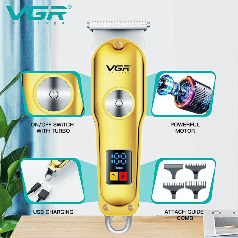 Μίνι κουρευτική μηχανή VGR Cordless Electric Hair Clipper Professional Bald Haircut Machine Barber Hair Trimmer for Men V-290
