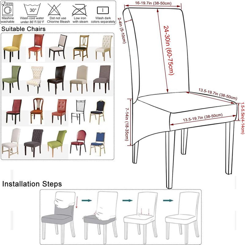 Αδιάβροχο Ψηλή Πλάτη (60-75cm), Μέγεθος XL Μασίφ Καλύμματα Καρέκλας Stretch για Τραπεζαρία Γαμήλιο πάρτι Διακόσμηση σπιτιού Θήκη προστασίας καρέκλας