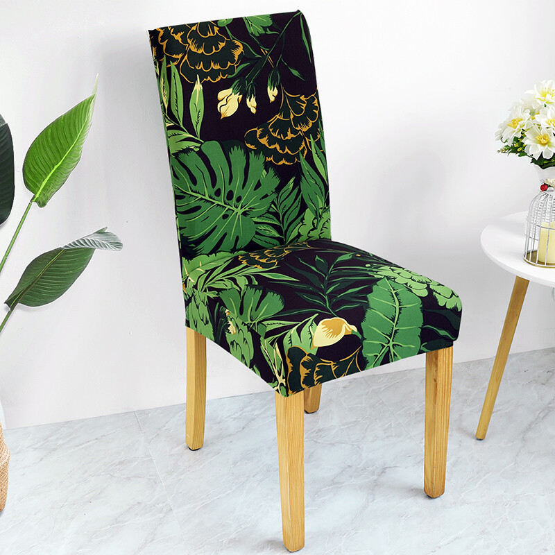 Prinditud Spandex Rainforest tooli kate Stretch universaalne vaba aja söögitoa istmekatted köögi kodu kaunistamiseks
