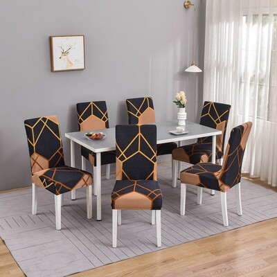 1/2/4/6 buc. Huse pentru scaune geometrice pentru sufragerie, husă elastică pentru scaun, huse de protecție pentru bucătărie, restaurant, banchet, hotel