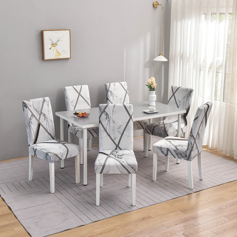 1/2/4/6 buc. Huse pentru scaune geometrice pentru sufragerie, husă elastică pentru scaun, huse de protecție pentru bucătărie, restaurant, banchet, hotel