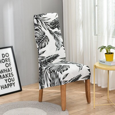 Huse pentru scaun cu spătar king imprimat pentru sufragerie, bucătărie, banchet, mărime XL, huse pentru scaune elastice cu spătar înalt, cu decor anti-murdar.