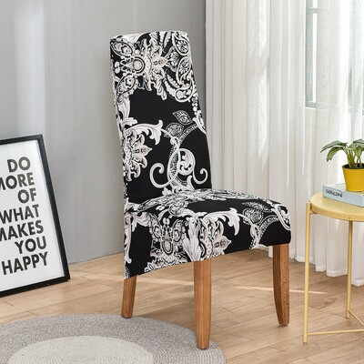 Huse pentru scaun cu spătar king imprimat pentru sufragerie, bucătărie, banchet, mărime XL, huse pentru scaune elastice cu spătar înalt, cu decor anti-murdar.