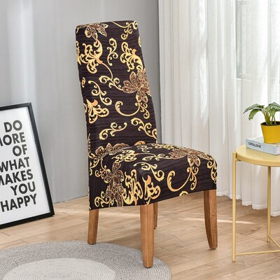 Huse pentru scaun cu spătar king imprimat pentru sufragerie, bucătărie, banchet, mărime XL, huse pentru scaune elastice cu spătar înalt, cu decor anti-murdar.