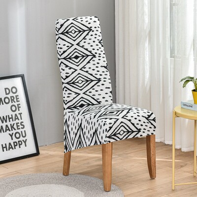 Huse pentru scaun cu spătar king imprimat pentru sufragerie, bucătărie, banchet, mărime XL, huse pentru scaune elastice cu spătar înalt, cu decor anti-murdar.
