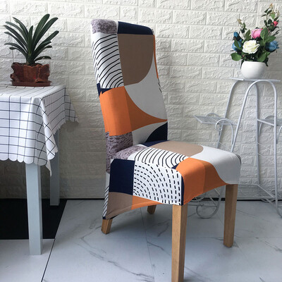 Huse pentru scaun cu spătar king imprimat pentru sufragerie, bucătărie, banchet, mărime XL, huse pentru scaune elastice cu spătar înalt, cu decor anti-murdar.