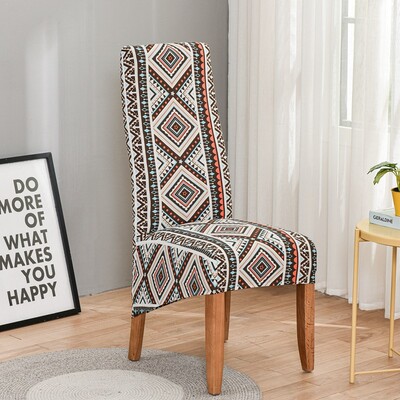 Huse pentru scaun cu spătar king imprimat pentru sufragerie, bucătărie, banchet, mărime XL, huse pentru scaune elastice cu spătar înalt, cu decor anti-murdar.