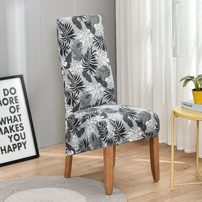 Huse pentru scaun cu spătar king imprimat pentru sufragerie, bucătărie, banchet, mărime XL, huse pentru scaune elastice cu spătar înalt, cu decor anti-murdar.