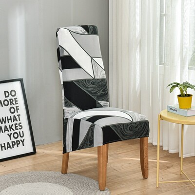 Huse pentru scaun cu spătar king imprimat pentru sufragerie, bucătărie, banchet, mărime XL, huse pentru scaune elastice cu spătar înalt, cu decor anti-murdar.