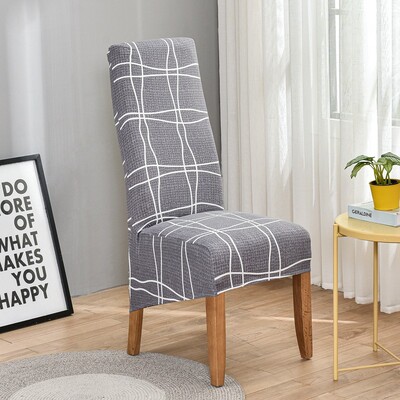 Huse pentru scaun cu spătar king imprimat pentru sufragerie, bucătărie, banchet, mărime XL, huse pentru scaune elastice cu spătar înalt, cu decor anti-murdar.
