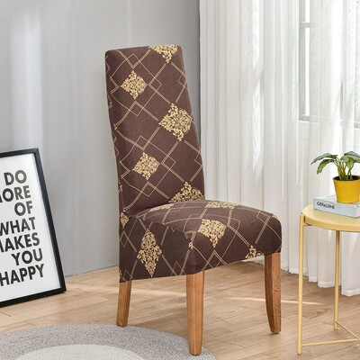 Huse pentru scaun cu spătar king imprimat pentru sufragerie, bucătărie, banchet, mărime XL, huse pentru scaune elastice cu spătar înalt, cu decor anti-murdar.