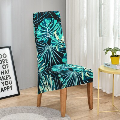 Huse pentru scaun cu spătar king imprimat pentru sufragerie, bucătărie, banchet, mărime XL, huse pentru scaune elastice cu spătar înalt, cu decor anti-murdar.