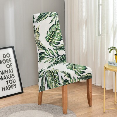 Huse pentru scaun cu spătar king imprimat pentru sufragerie, bucătărie, banchet, mărime XL, huse pentru scaune elastice cu spătar înalt, cu decor anti-murdar.