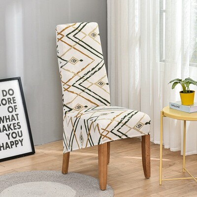 Huse pentru scaun cu spătar king imprimat pentru sufragerie, bucătărie, banchet, mărime XL, huse pentru scaune elastice cu spătar înalt, cu decor anti-murdar.