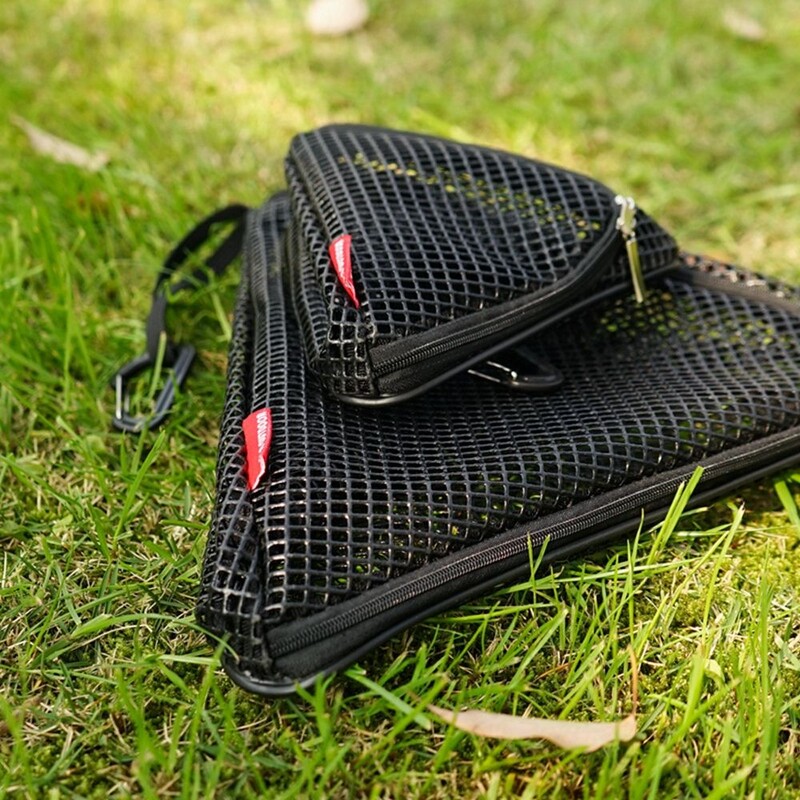 Καλάθι υπαίθριου κάμπινγκ κουζίνας Τρίγωνο Πτυσσόμενο μαγειρικό σκεύος Δίχτυ αποθήκευσης Διχτυωτό κρεμαστή τσάντα για πικ-νικ Οργανωτής ξηρών τροφών