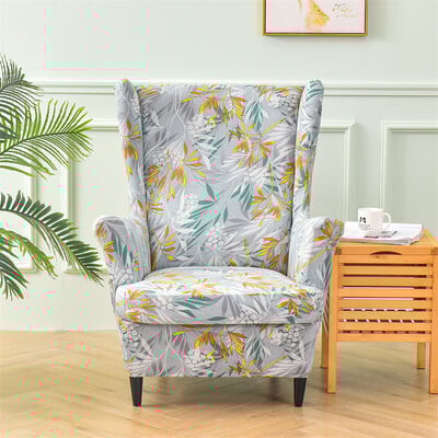 Spandex Stretch Wing tooli kate Lilletrükiga kõrge seljatoega tugitooli katted Elastsed Relax diivanikatted koos istmepadja kattega