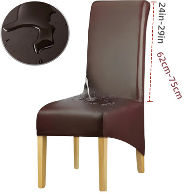 Huse pentru scaune de sufragerie din piele PU de dimensiuni mari Huse pentru scaune cu spătar înalt impermeabil Protejarea scaunului pentru animale de companie Huse detașabile