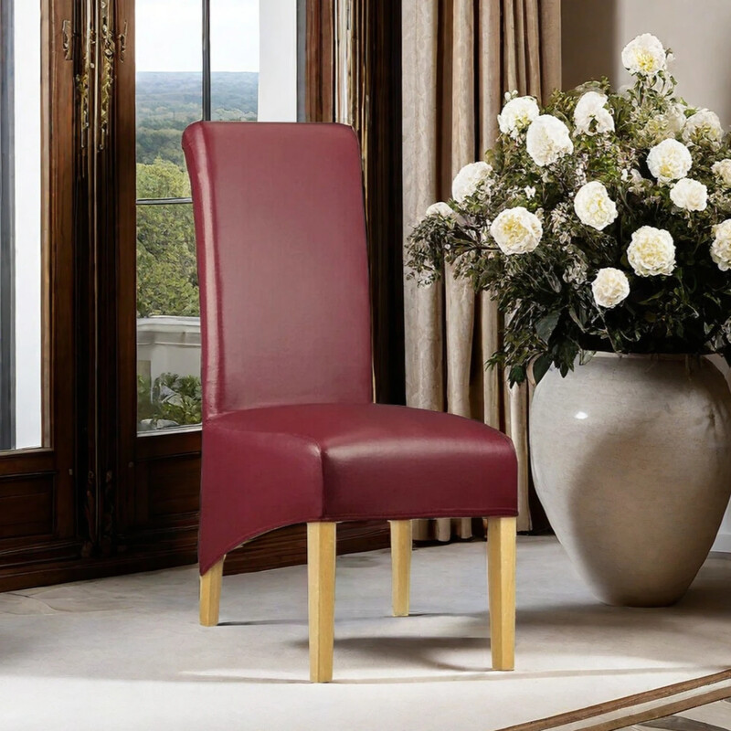 Huse pentru scaune de sufragerie din piele PU de dimensiuni mari Huse pentru scaune cu spătar înalt impermeabil Protejarea scaunului pentru animale de companie Huse detașabile