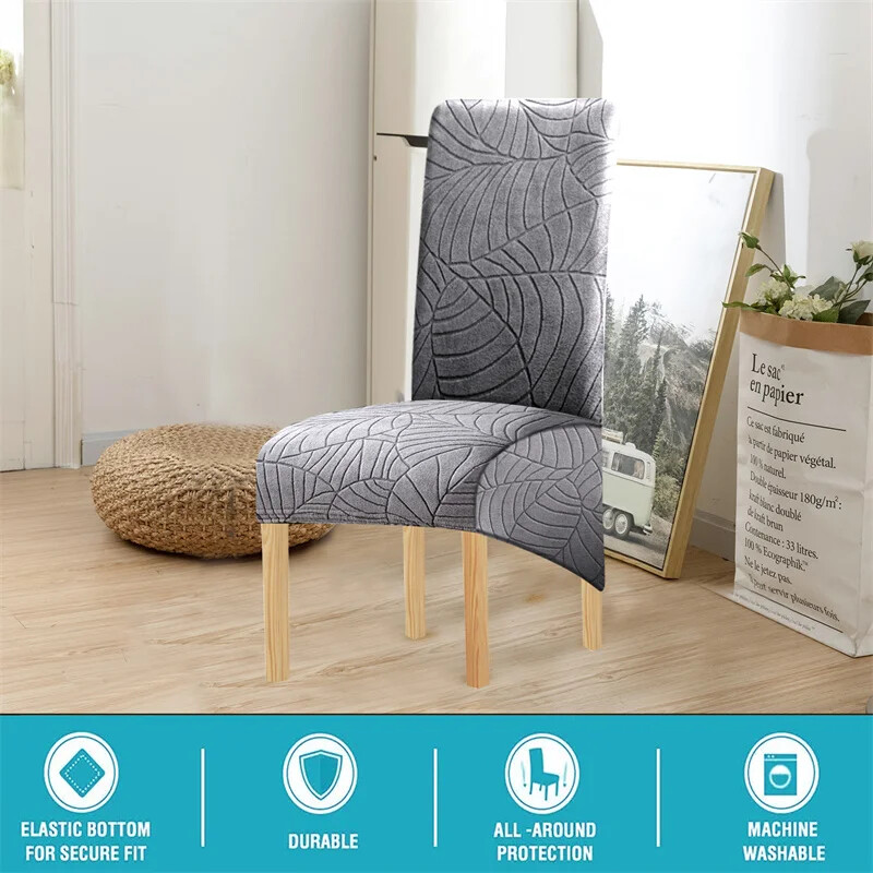 1PC Жакардов калъф за стол Разтегателен XL размер Калъфи за столове с дълга облегалка Калъфи за седалки за сватбена трапезария Домашни кухненски столове