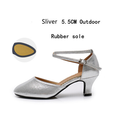 Ženske standardne cipele Pearlescent Ženske cipele za plesne plesove Zatvoreni prsti Cipele za salsu Gumeni mekani potplat Moderni ples Niska peta