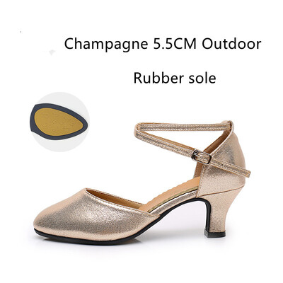 Ženske standardne cipele Pearlescent Ženske cipele za plesne plesove Zatvoreni prsti Cipele za salsu Gumeni mekani potplat Moderni ples Niska peta