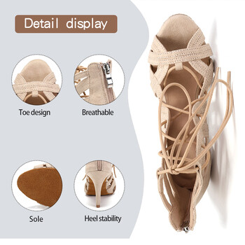 DKZSYIM Дамски обувки за латино танци Високи токчета Изрязани тънки токчета Танцови ботуши за дами Дамски обувки за танци SALSA/Ballroom