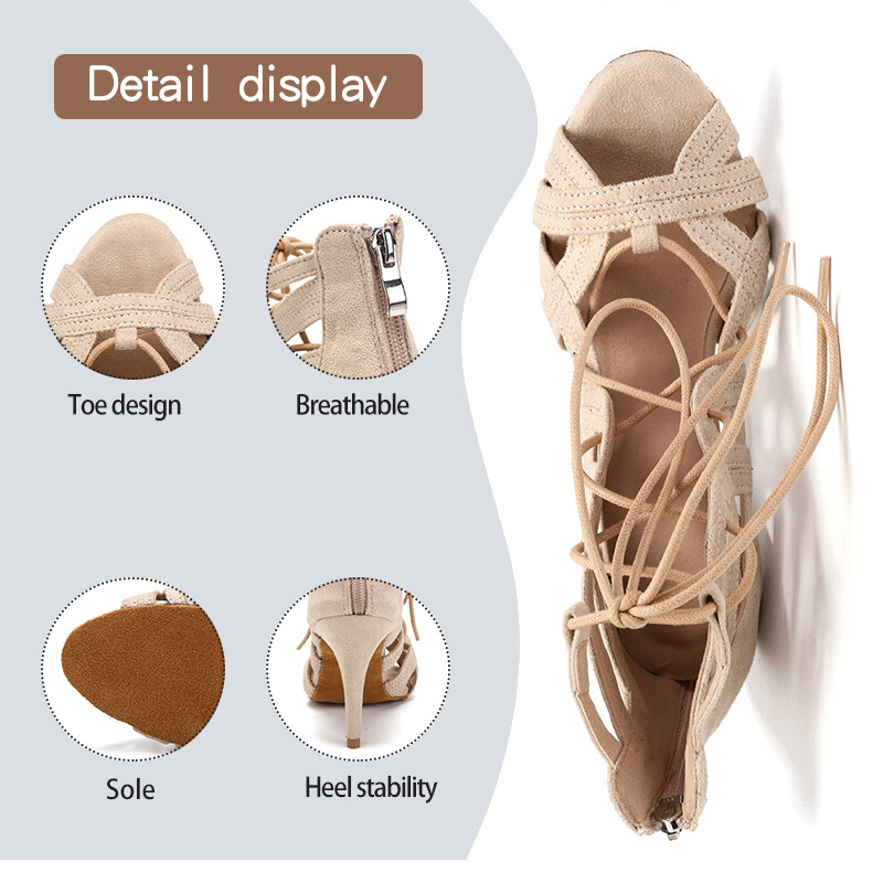 DKZSYIM Ženske latino plesne cipele Visoke pete Izrezi Tanke pete Plesne čizme za žene Ženske plesne cipele SALSA/Ballroom