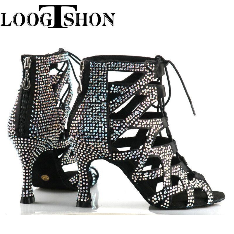 ladina tantsukingad naine Jazz Salsa Ballroom Ladina tantsujalatsid Kõrge kontsaga tantsimiseks mõeldud naistele treenimine naistele mustad tantsukingad