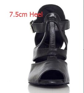 Ολοκαίνουργιες γυναικείες μαύρες γνήσιες δερμάτινες μπότες για χορό/Τάνγκο/Σάλσα/Λάτιν χορού 2017 Ψηλοτάκουνα πάρτι Club Boots